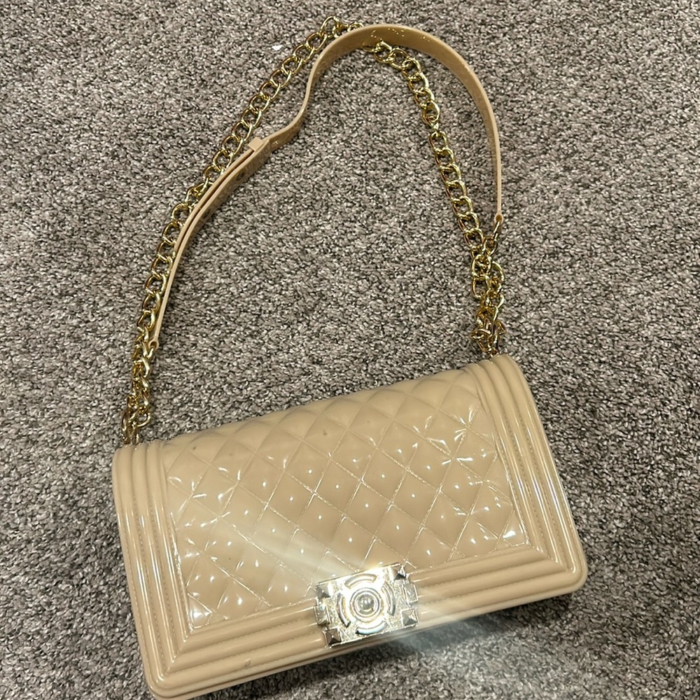 Tan hard case bag